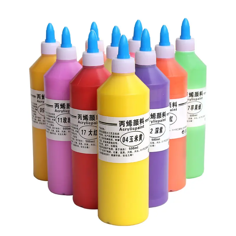 Professional 24 Colors Acrylic Paint 500ml Children Graffiti Painting DIY Painting Watercolor Paint Plaster Doll Painting