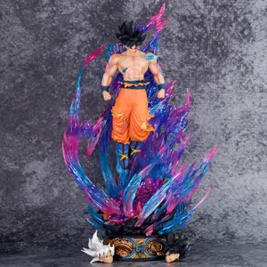 XM Saiya man GK bebas Goku kerja ekstrem Model adegan ukiran tiga kepala mainan tidak menyala dalam kotak