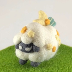 DIY Needle Felting Supply Wool Roving 5 Colors Set Sheep-shaped Wool Felting Kit with Felting Foam <b>Mat</b> for Beginner - Product Image 2