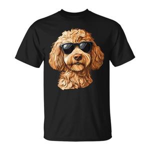 T-shirt con occhiali da sole Goldendoodle in cotone nero unisex per adulti taglia M L XL XXL - Product Image 1