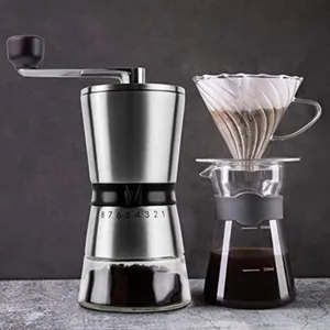 304不锈钢可调锥形毛刺咖啡磨64毫米浓缩咖啡手动咖啡豆研磨机