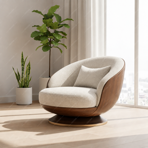 Comfortable Modern Solid Wood Ergonomic Velvet Swivel Eco-Friendly Handmade Durable Living Room Chair - Product Image 1