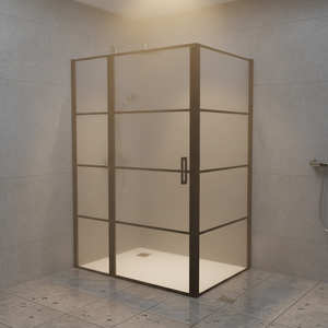 Porte de <span class=keywords><strong>douche</strong></span> pivotante moderne en verre trempé de 6 mm, <span class=keywords><strong>profilé</strong></span> en aluminium <span class=keywords><strong>noir</strong></span> pas cher, carré rectangulaire à 3 côtés, pour salle de bain d'hôtel - Product Image 4
