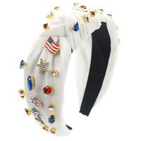 Bandeau noué en tissu blanc avec breloque festive et strass étoile claire pour fille et femme