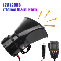 Alarme d'avertissement de voiture à 7 tons mégaphone 7 sons 120DB MIC fort klaxon de voiture 12V 100W sirène klaxon d'air haut-parleur avec prise allume-cigare