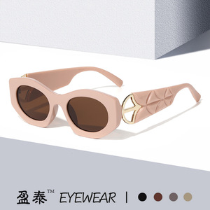 Yingtai Eyewear Cat Eye Sunglasses <b>Pink</b> <b>Frame</b> UV400 Protection Women's Fashion Sun Glasses - Product Image 1