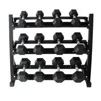 Support de rangement pour haltères à 3 niveaux, robuste, en acier, avec largeur réglable, pour salle de sport à domicile