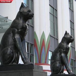 Patung Kucing Perunggu Sepasang Duduk Mirip Asli YOUFINE untuk Dekorasi Taman & Halaman - Product Image 4