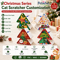 Griffoir pour chat en carton ondulé en forme de sapin de Noël avec piste à balles et clochette, sans assemblage, tapis de griffage résistant à l'usure, jouet pour chaton d'intérieur