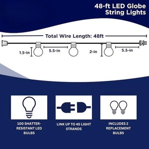 Mini IP44 Plastic Warm White AC LED Fairy <b>Lights</b> 48ft Decor Lamps for Home Patio Wedding - Product Image 3