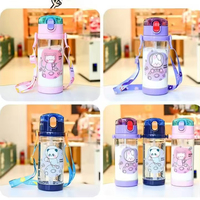Vaso de Agua Infantil Unisex de Plástico con Pajita, Libre de BPA, Antiderrames, Ecológico, Apto para Lavavajillas, Portátil, para la Escuela