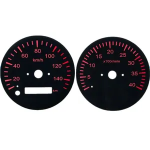 2023Screen Printing 2 Dial Auto Meter Tachometer Speedometer Car Dashboard Customized logo Auto Meter Dial Black Gauge Face Ov