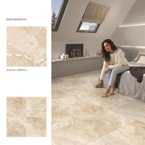 Vistaar Light Blue Bone Design 600x600mm Polished GVT Porcelain <b>Tiles</b> For Elegant Interior Flooring - Product Image 2