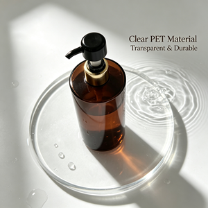 Popular Cylindrical Dark Brown PET Lotion Pump <strong>Bottle</strong> 500ml Custom Logo Silk Screen Printed Shampoo Shower Body Cosmetic Plastic - Product Image 5
