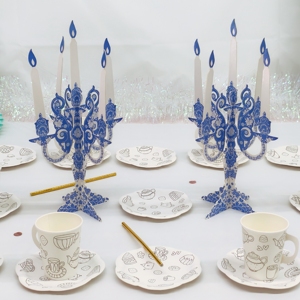 DAMAI Flower Shape Premium Spring Summer Tea Party Supplies Can Colored <b>Disposable</b> Party <b>Tableware</b> Dinnerware Paper Cups Plates - Product Image 2