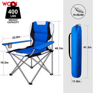 เก้าอี้พับแคมป์ปิ้ง Woqi สีน้ำเงิน โครงอะลูมิเนียม รับน้ำหนักได้ 400 ปอนด์ เก้าอี้สนามกลางแจ้งพร้อมที่วางแก้ว - Product Image 1