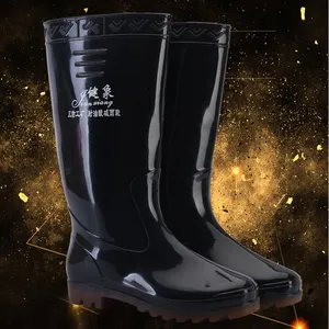 Oil acid alkali resistant waterproof adult gum boots add logo black gum boots rubber boots with lining
