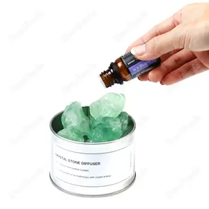 No Fire Aromatherapy Aroma Incense Set Natural Crystal Gemstone Healing Relax Stone Essential Oil Scent Alloy Pot Diffuser