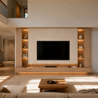 Mueble de TV Moderno y Minimalista Personalizado con Gestión de Cables y Almacenamiento en Cajones, Hecho a Medida con Dimensiones Personalizables