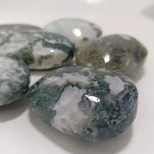 Hot Sale High Quality Healings Stones Hand Carved Crystal Moss Agate Plam For Decoration