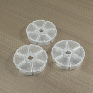 Round 6-Compartment Transparent Plastic Jewelry Storage Box For Beads Earrings Fishhook Parts Desktop Organizer 10.3cm - Product Image 1