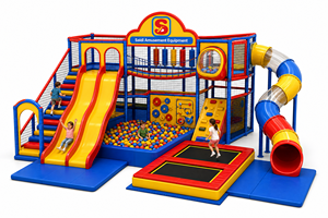 Divertido Parque de Atracciones Interior con Toboganes Iluminados, Rompecabezas, Trampolines Circulares y Paseos a Caballo para Niños - Product Image 2