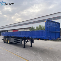 Usine chinoise de haute qualité 30 mètres cubes semi-remorque à plat en acier 50 tonnes remorque à benne basculante à paroi latérale à vendre