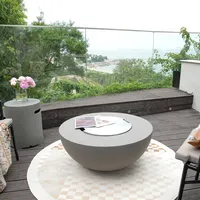 Table de foyer au gaz en béton pour salon contemporain dessus en verre éthanol moderne intérieur/extérieur rectangle fer jardin utilisation camping