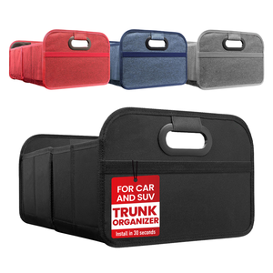 Organisateur de coffre de voiture avec poignée, polyester durable, imperméable, 2 compartiments pour voitures, SUV, mini-fourgonnettes - Product Image 3