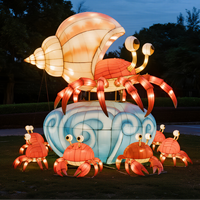 Lanterne de festival à LED, lanterne artisanale non toxique en forme de crabe ermite, lanternes durables en tissu de soie, fournitures pour fêtes et vacances