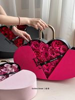 Coffret Cadeau Rose Chocolat Saint Valentin Fleur Eternelle Carton Emballage de Luxe Boîte Pack en Forme de Coeur