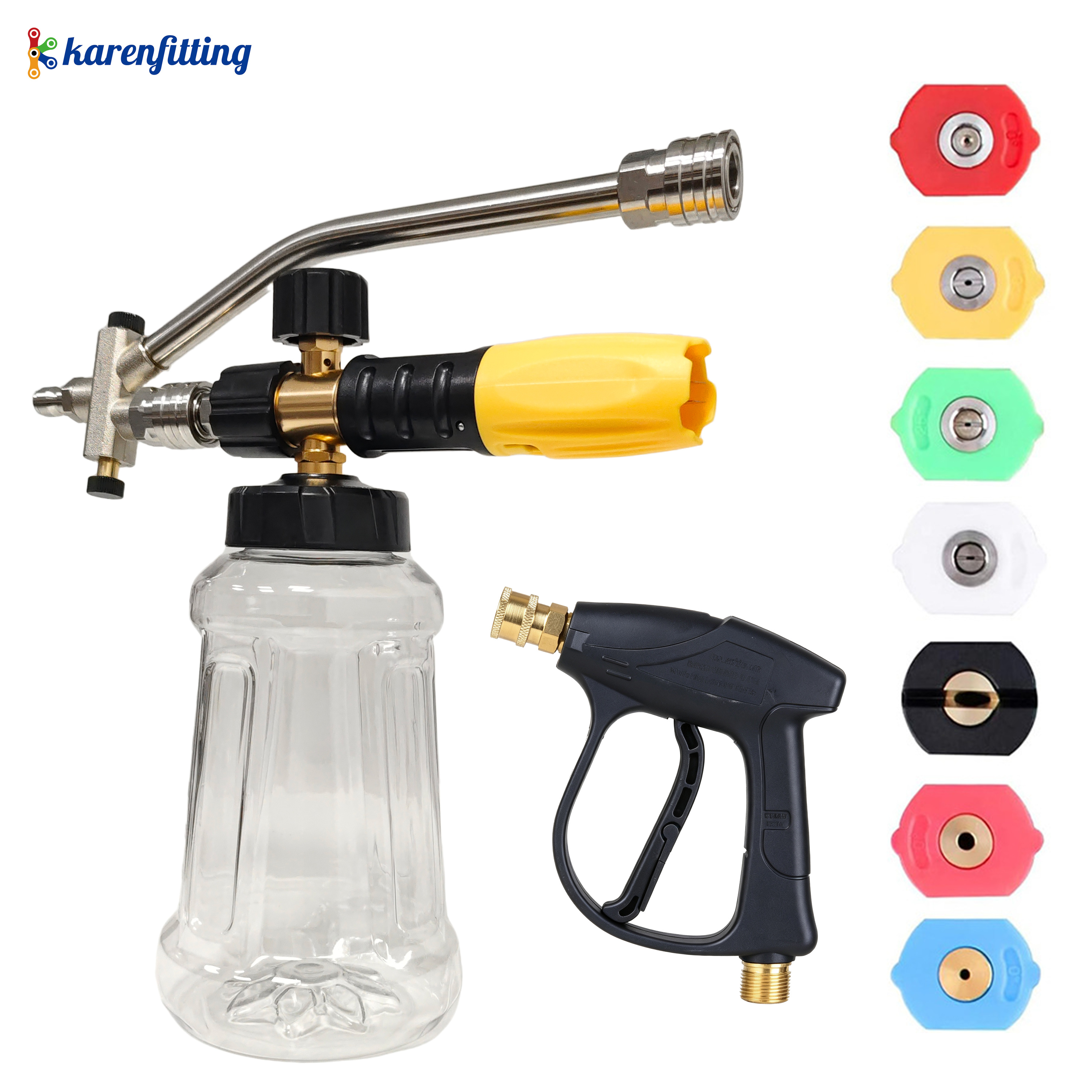 Foam Cannon + Extension Wand + Spray Gun + 7 Nozzles