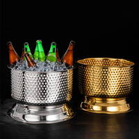 Design martelé Cuve à boisson de luxe en acier inoxydable doré Champagne Vin Grand seau à glace pour la fête de mariage