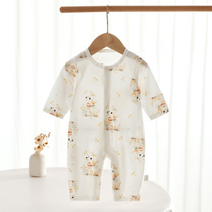 Baby Long Sleeve Bodysuit Thin Knitted Unisex Romper With <b>Cute</b> <b>Bear</b> Print For Newborn Summer Wear - Product Image 4