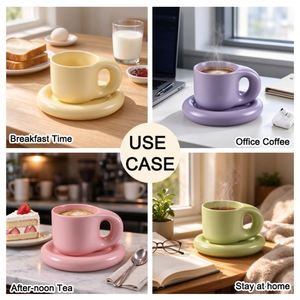Juego de Taza y Platillo de Cerámica para Café Capuchino, Diseño de Estilo Europeo - Product Image 6