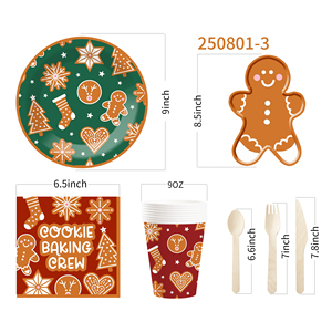DAMAI Christmas Gingerbread Monster Themed Disposable Paper Plate and Cup Party Supplies for Christmas Event - Product Image 5