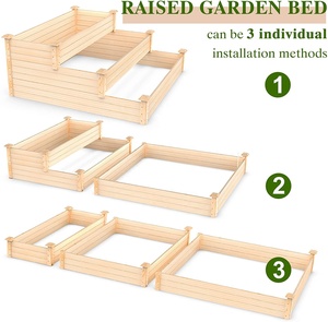 Fioriera Rialzata in Legno a 3 Livelli per Giardinaggio, Arredo Moderno <span class=keywords><strong>da</strong></span> Esterno - Product Image 2