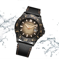 Montre en Fiber de Carbone Forgée par le Client de Bracelet en Cuir de Cadran Super Lumineux de Luxe de Marque