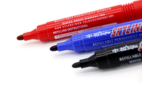 Marqueurs permanents multi-usages plats SM368 en plastique rouge/noir/bleu pour la décoration du bois, le verre, le papier et la céramique