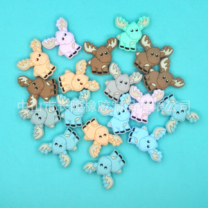 Silicone Baby Teether Beads Moose Shape Food Grade For Infants 3 Months Plus Unisex <b>Soft</b> <b>Toy</b> DIY Accessories - Product Image 3