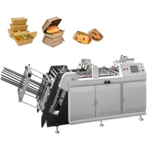 Automatic Small Disposable Kraft Paper Food Meal Carton Cardboard Lunch Burger Cake Hamburger Pizza Box Making Forming Machine