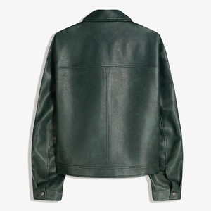 Giacca Bomber in Pelle da Uomo con Colletto Rovesciato e Tasca sul Petto Personalizzata dal Produttore - Product Image 2