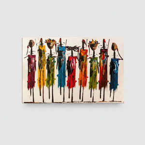 Impression personnalisée de personnes africaines : Œuvre d'art sur toile en verre coloré, toile encollée - Product Image 2