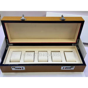 Caja de Almacenamiento para Relojes de Lujo, Cuadrada, de Cuero Amarillo de Alta Calidad, Resistente a Impactos, con 5 Ranuras y Forro de PU, Serie de Marca - Product Image 5
