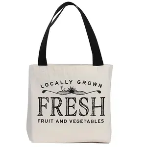 定制标志环保天然棉帆布水果蔬菜手提包购物袋