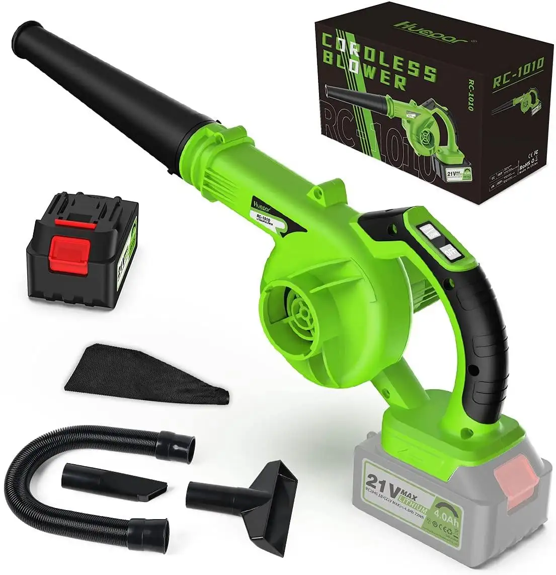 Huepar RC-1010 Smart Leaf Blower 2-IN-1 Balayeuse électrique portative