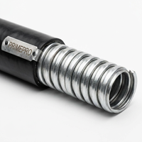PRIMEPRO Conducto Metálico Flexible Hermético de 3/8"-3/4", Acero Galvanizado con Revestimiento de PVC, Resistente a los Rayos UV y a la Corrosión para HVAC/Solar