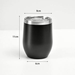 Gobelet isotherme personnalisé en acier inoxydable de 12 oz, revêtement poudré, forme œuf, cadeau promotionnel, tasse à café, gobelet à vin personnalisé avec couvercle - Product Image 2