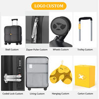 Valises personnalisées de petite taille, sacs de toilette, sous le siège, 14 à 16 pouces, valise rigide en ABS PC, design élégant, brevet, bagages de cabine, rouge
