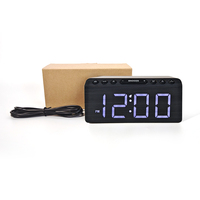 Nachtkastje met FM-radio, slimme elektrische BT-speaker, tafellader, houten LED-digitaal wekker met draadloos opladen